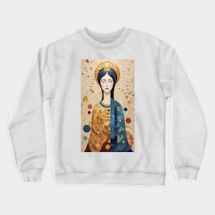 Gustav Klimt's Elegance Embodied: Inspired Woman in Golden Aura Crewneck Sweatshirt